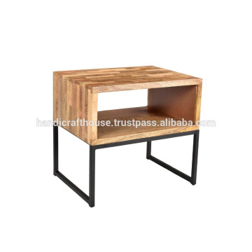 Industrial Simple Block Holz Regal mit Metall Beine Nachttisch